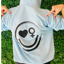 Load image into Gallery viewer, Hoodie Happy Face_ Baby Blue

